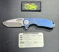 Curtiss – F3M-SPFL-ST/SL – F3 Med Spanto Flipper Slim – Folding Knife – CTS-XHP Stonewash Drop Point – Titanium – Battleworn Blue