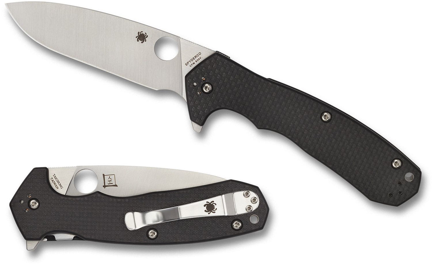Spyderco Brian Lai Amalgam Flipper Knife 3.8" S30V Satin Plain Blade, Carbon Fiber/G10 Laminate Handles - C234CFP