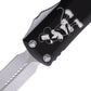 Microtech 232-1SB Signature Series Steamboat Willie UTX-85 AUTO OTF Knife 3" Antique White Drop Point Blade, Black Laser Etched Aluminum Handles, Antique White Accents