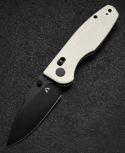 CMB Predator Axis Lock Folding Knife - 3.42" D2 Black Blade, White G10 Handle