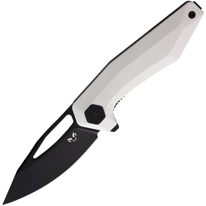 Damned Designs Brahma Liner Lock Knife White G-10 (3.6" Black)