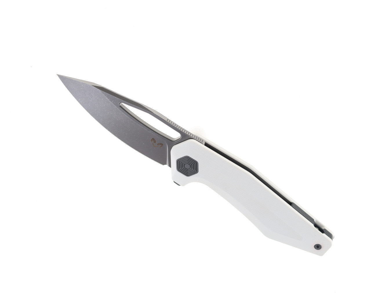 Damned Designs Brahma Liner Lock Knife White G-10 (3.6" Stonewash)