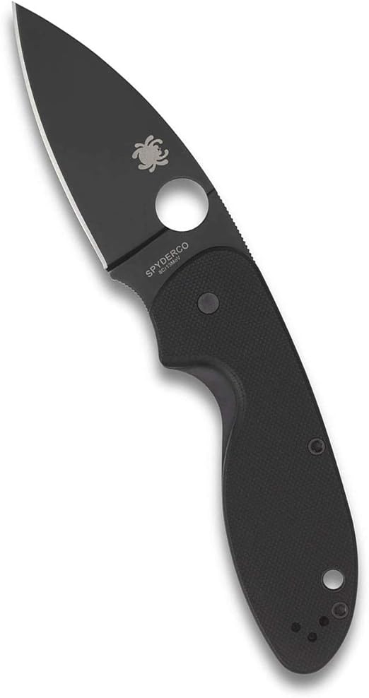 Spyderco Efficient Folding Knife 2.98" Black Oxide Plain Blade, Black G10 Handles - C216GPBBK