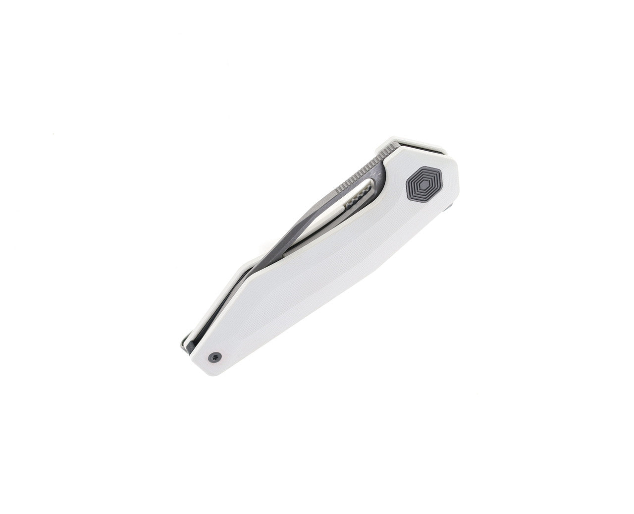 Damned Designs Brahma Liner Lock Knife White G-10 (3.6" Stonewash)