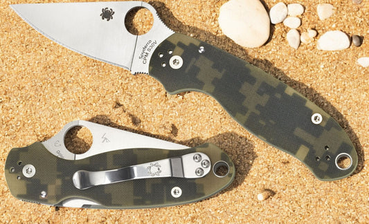 Spyderco Para 3 Folding Knife 3" S45VN Satin Plain Blade, Digital Camo G10 Handles (Paramilitary 3), Compression Lock - C223GPCMO