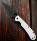 Daggerr Knives Arrow Liner Lock Flipper Knife White G-10 (3.9" Black SW D2)