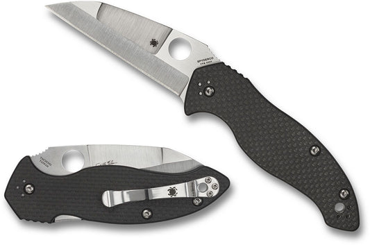 Spyderco Kelly McCann Canis Folding Knife 3.36" S30V Satin Plain Blade, Peel-Ply Carbon Fiber/G10 Laminate Handles - C248CFP