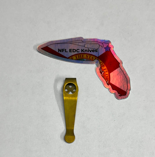 Titanium Deep Carry Pocket Clip Anodized Gold Stonewashed - Spyderco Three Hole PM2 PM3