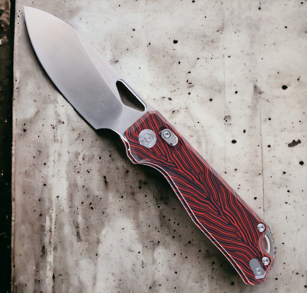 Kunwu Knives PULSAR Elmax Red G Mascus G-10 (3.3" Satin ) X705A-1