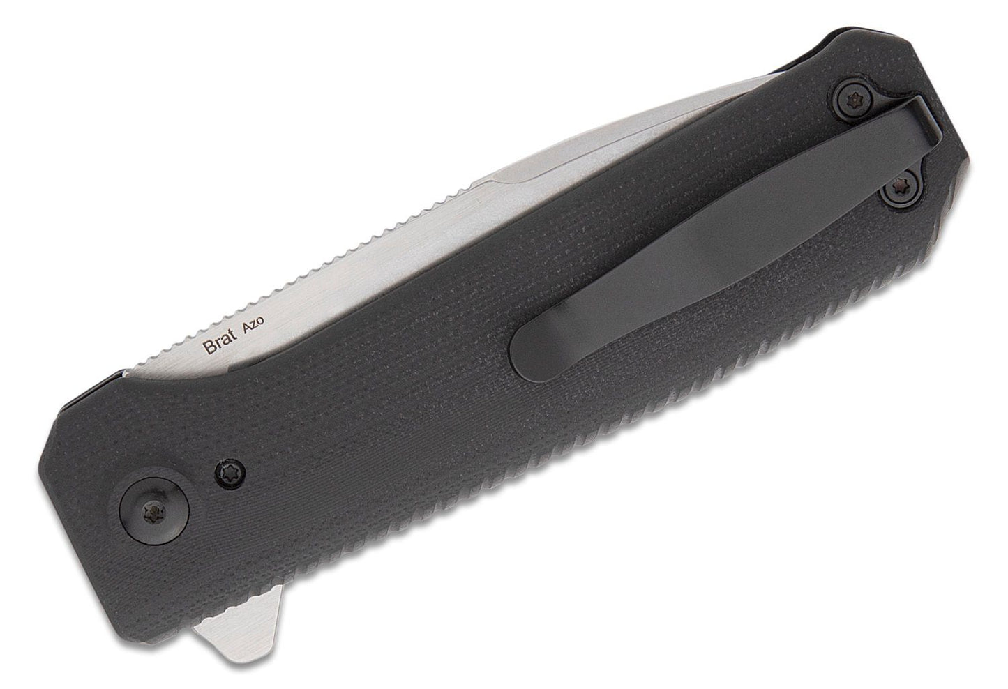 Kizer Cutlery Vanguard Azo Brat Button Lock Flipper Knife 3.5" 154CM Stonewashed Drop Point Blade, Black Integral G10 Handle - V3630C1