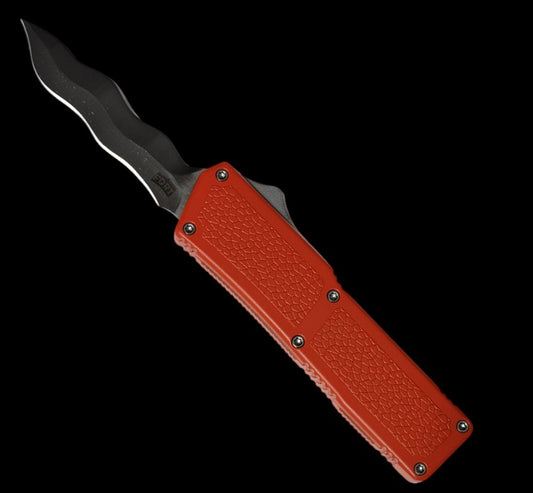 Lightning Orange D/A OTF Automatic Knife (3.25" Silver Kris)