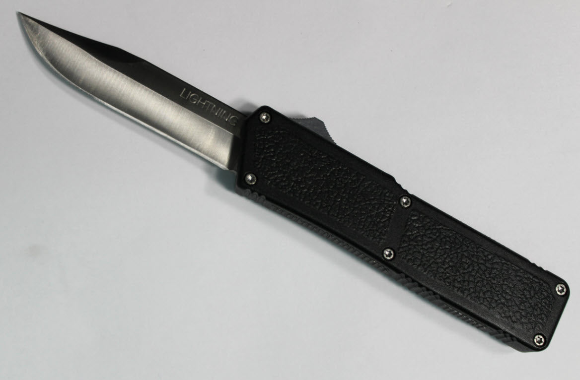 Lightning Black D/A OTF Automatic Knife - Clip Point Satin