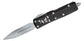 Microtech 232-1SB Signature Series Steamboat Willie UTX-85 AUTO OTF Knife 3" Antique White Drop Point Blade, Black Laser Etched Aluminum Handles, Antique White Accents