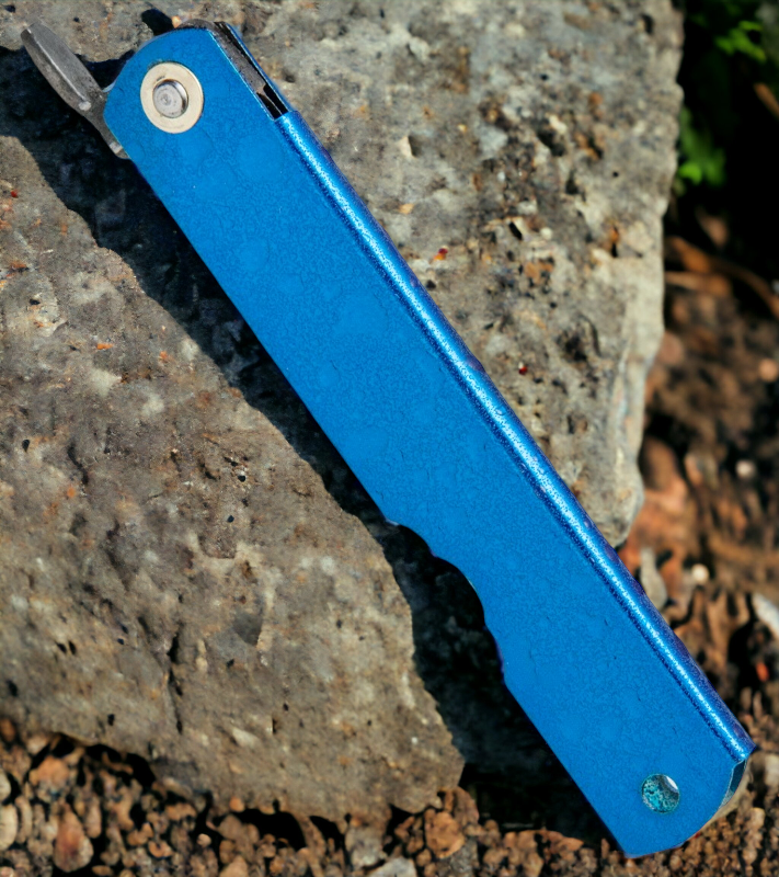 Higonokami O28 Mizushibuki Splash Folder Knife with Blue Stainless Handle
