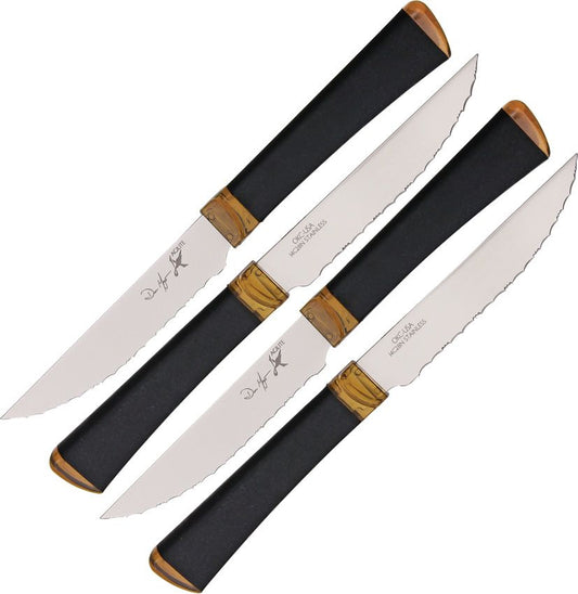 Ontario Agilite 4-Piece Serrated Steak Knife Set, 4.5" Sandvik 14C28N Blades - 2565