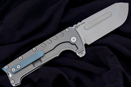 PMP Grizzly D2 - Bead Blasted Titanium - Blue Clip & Back Spacer