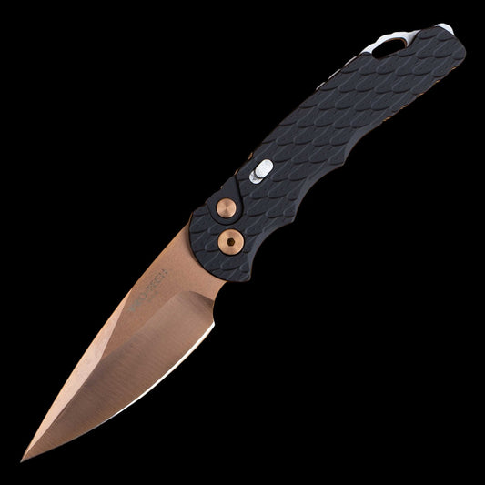 ProTech 2023 Blade Show TR-5 - Black Feather Textured Aluminum / Rose Gold PVD #35 of 100