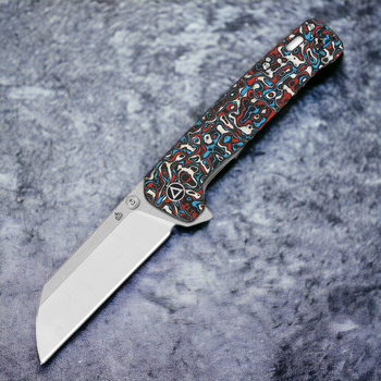 QSP Penguin Plus Frame Lock Knife Red/White/Blue CF (3.38" Satin)