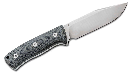 QSP Knives Bison V2 Fixed Blade Knife 4.5" D2 Satin Clip Point, Denim Jean Micarta Handles, Kydex Sheath - QS134-B
