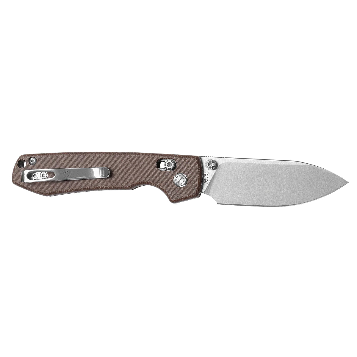 Vosteed Knives Raccoon - Cross-Bar Lock Knife (3.25" 14C28N Satin Blade & Brown Micarta Handle) - RCCB32VTMZ