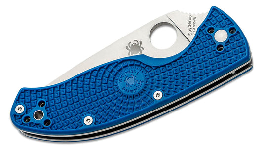 Spyderco Tenacious Lightweight Folding Knife 3.39" S35VN Satin Plain Blade, Blue FRN Handles - C122PBL