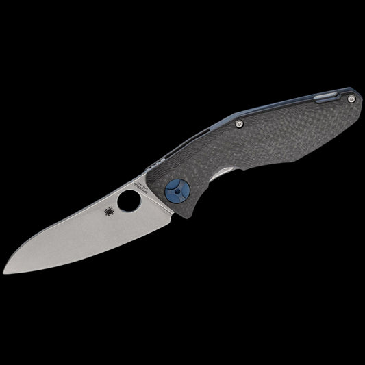 Spyderco Dmitry Sinkevich Drunken Folding Knife 3.5" S90V Stonewashed Plain Blade, Carbon Fiber and Titanium Handles, Frame Lock - C235CFTIP