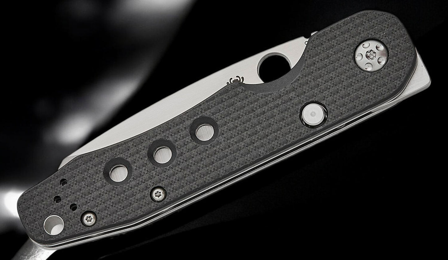 Spyderco Kevin Smock Folding Knife 3.45" S30V Satin Plain Blade, Carbon Fiber/G10 Laminate Handles, Compression Lock - C240CFP