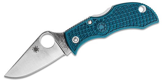 Spyderco Manbug Lightweight Folding Knife 1.97" K390 Satin Plain Blade, Blue FRN Handles -Seti - MFPK390