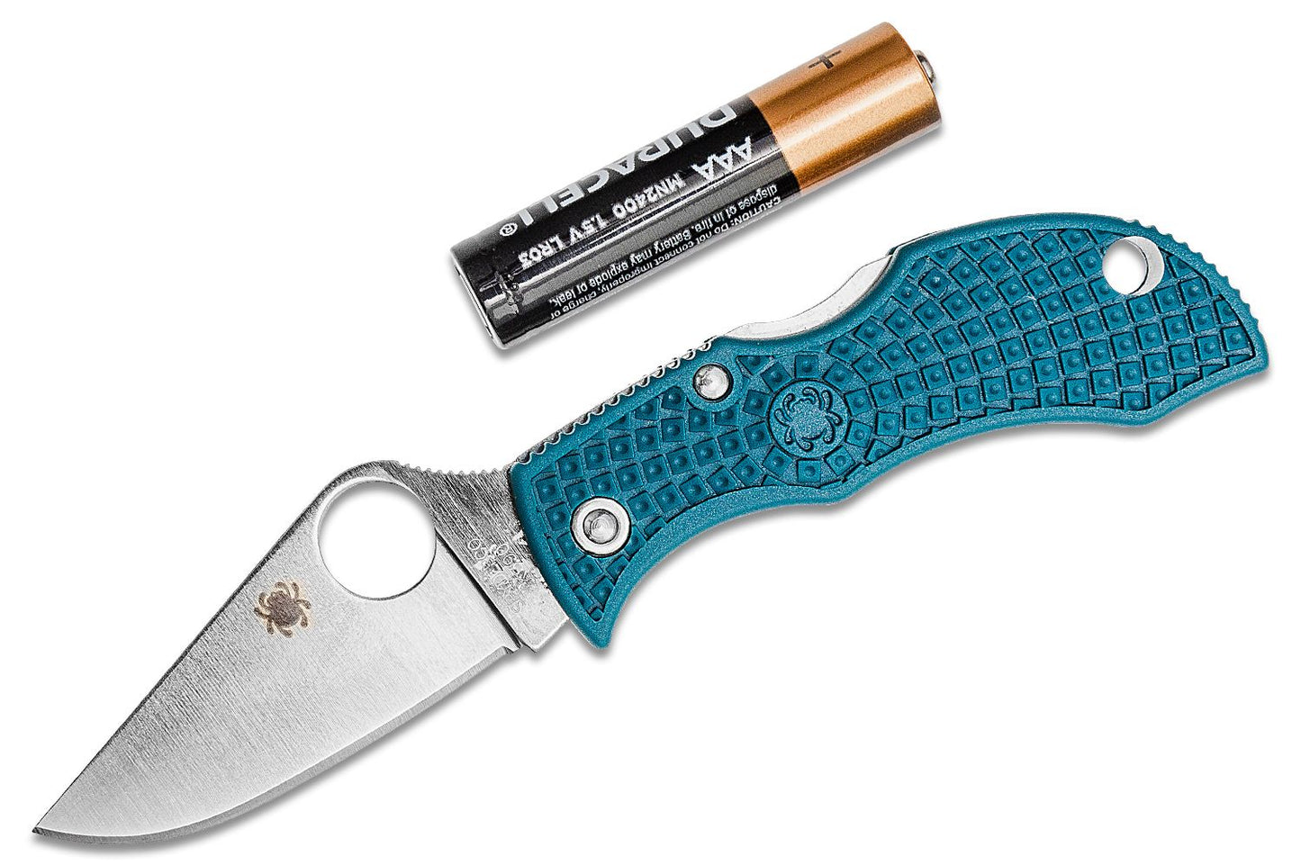Spyderco Manbug Lightweight Folding Knife 1.97" K390 Satin Plain Blade, Blue FRN Handles -Seti - MFPK390