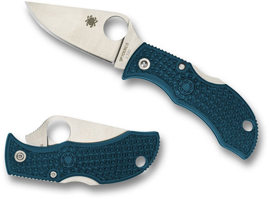 Spyderco Manbug Lightweight Folding Knife 1.97" K390 Satin Plain Blade, Blue FRN Handles -Seti - MFPK390