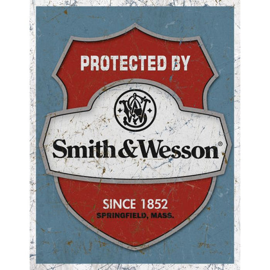 Protected by Smith & Wesson Metal Sign 12 1/2" x 16"