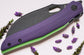 Vosteed Knives RS Knifeworks Griffin Liner Lock Flipper Knife 3.49" 14C28N Black Stonewashed Compound Hawkbill Blade, Purple G10 Handles - A1103