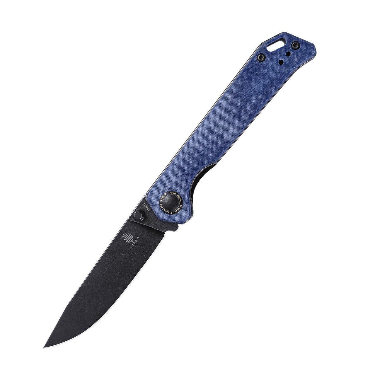 KIZER BEGLEITER folding knife - Blue Denim Micarta Handle 154CM Plain Black Blade V4458.2C1