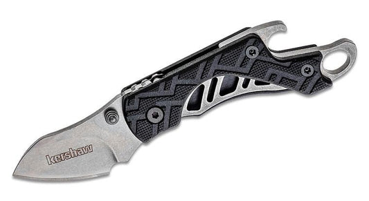 Kershaw 1025 Cinder Keychain Folding Knife 1.4" Stonewashed Blade, Zytel Handles - 1025X