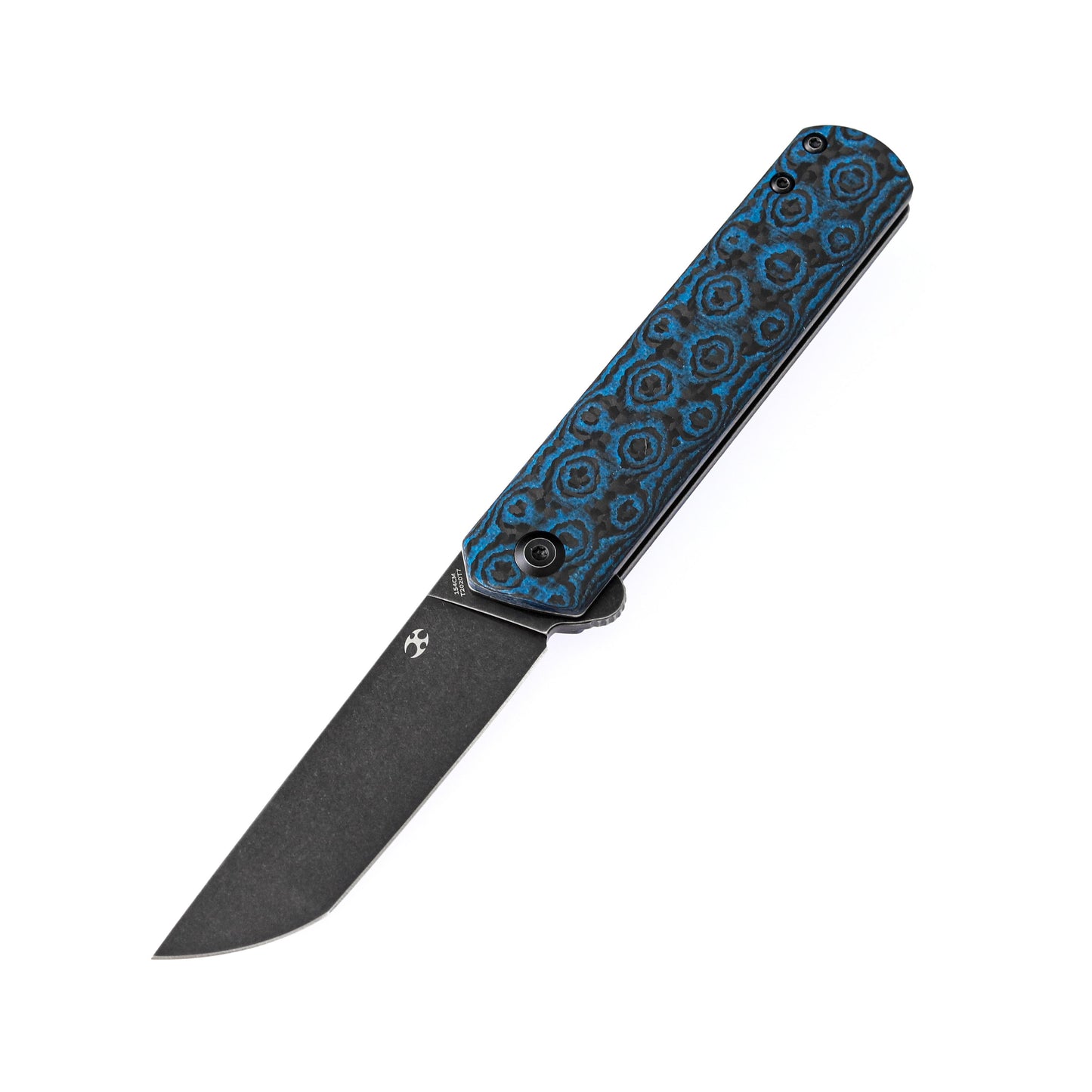 Kansept Knives Foosa Slip Joint Knife Black/Blue Rose Carbon Fiber (3" Black SW)