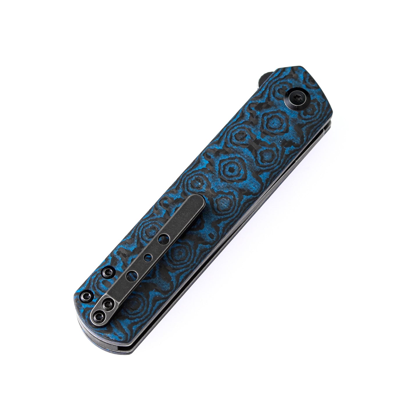 Kansept Knives Foosa Slip Joint Knife Black/Blue Rose Carbon Fiber (3" Black SW)