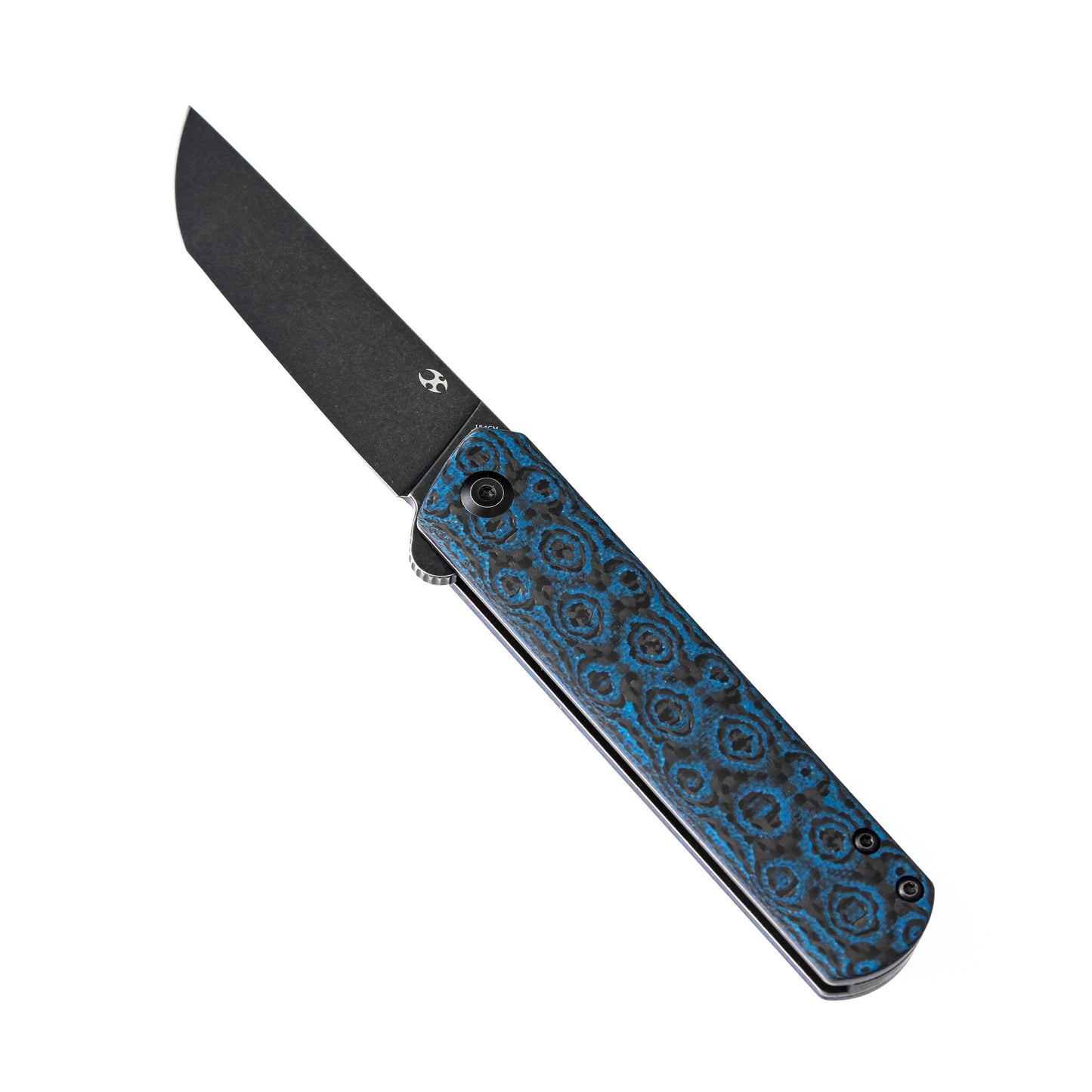 Kansept Knives Foosa Slip Joint Knife Black/Blue Rose Carbon Fiber (3" Black SW)