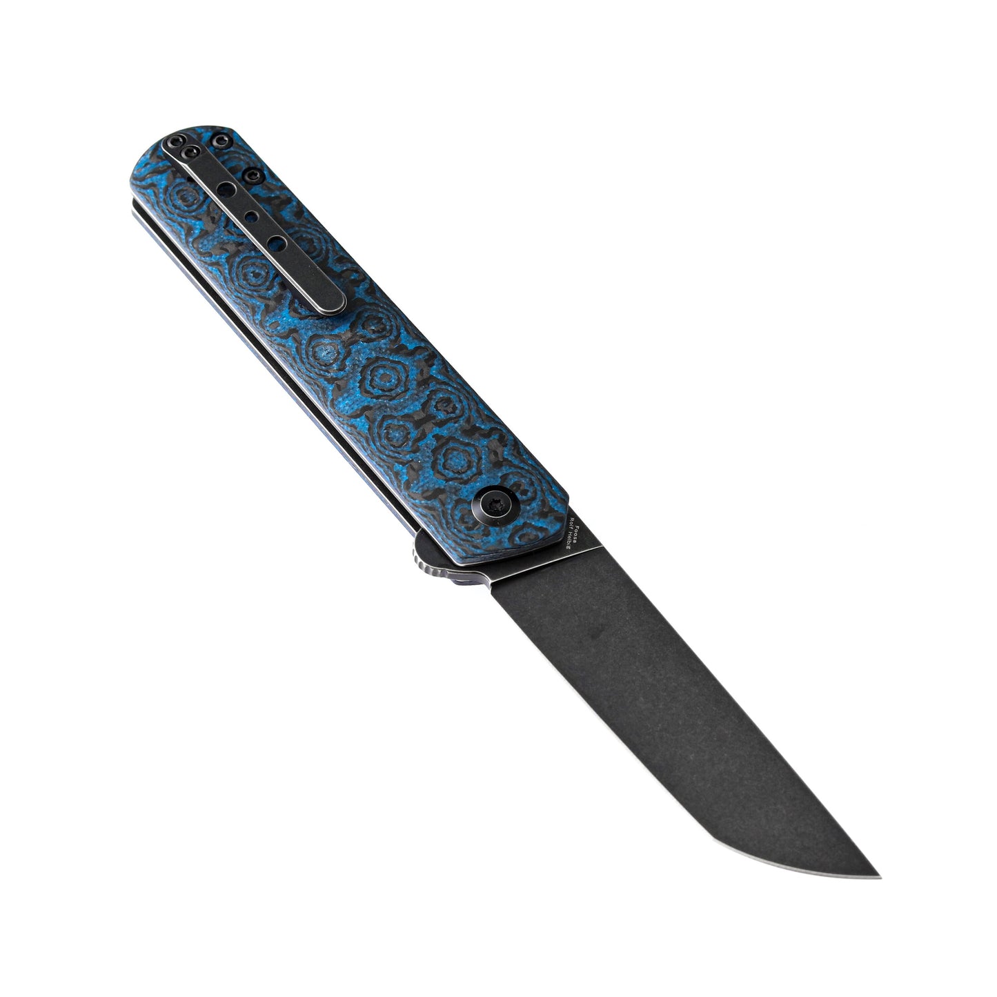 Kansept Knives Foosa Slip Joint Knife Black/Blue Rose Carbon Fiber (3" Black SW)