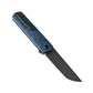 Kansept Knives Foosa Slip Joint Knife Black/Blue Rose Carbon Fiber (3" Black SW)