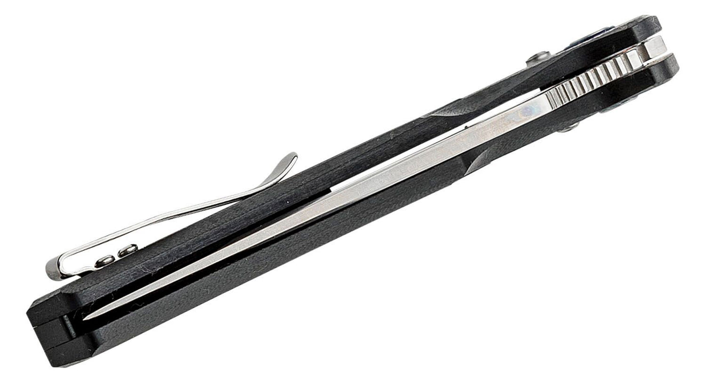 SRM Knives 9202 Folding Knife 3.54" D2 Satin Trailing Point Blade, Black G10 Handles
