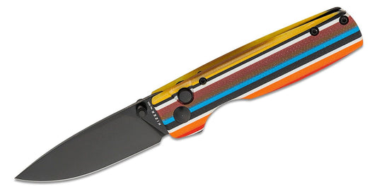 Kizer Cutlery Vanguard Original Button Lock Folding Knife 2.98" 154CM Black Drop Point Blade, Serape Series G10 Handles - V3605C1