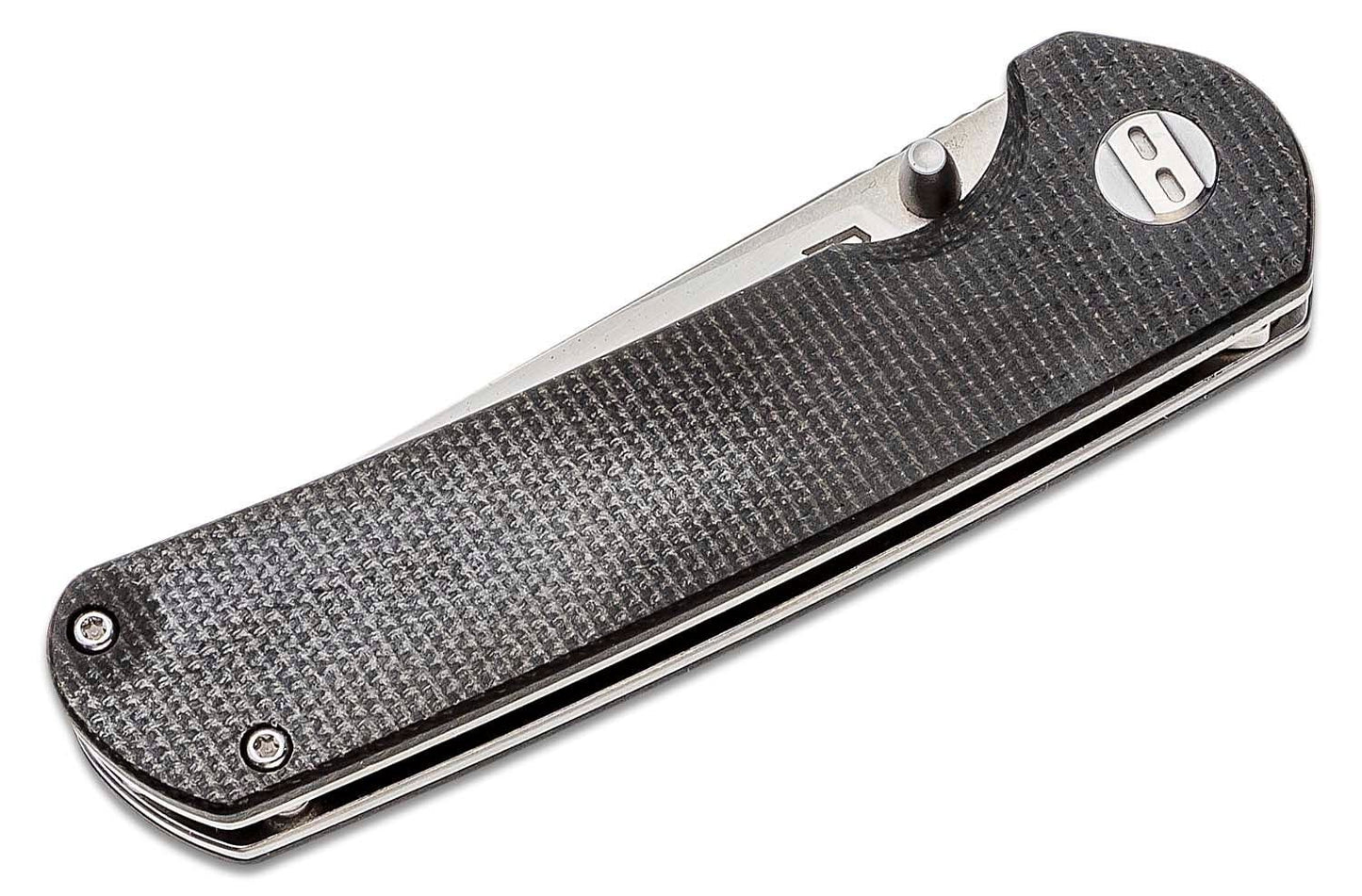 Bestech Knives Sledgehammer Folding Knife 3" D2 Two-Tone Blade, Black Micarta Handles - BG31C
