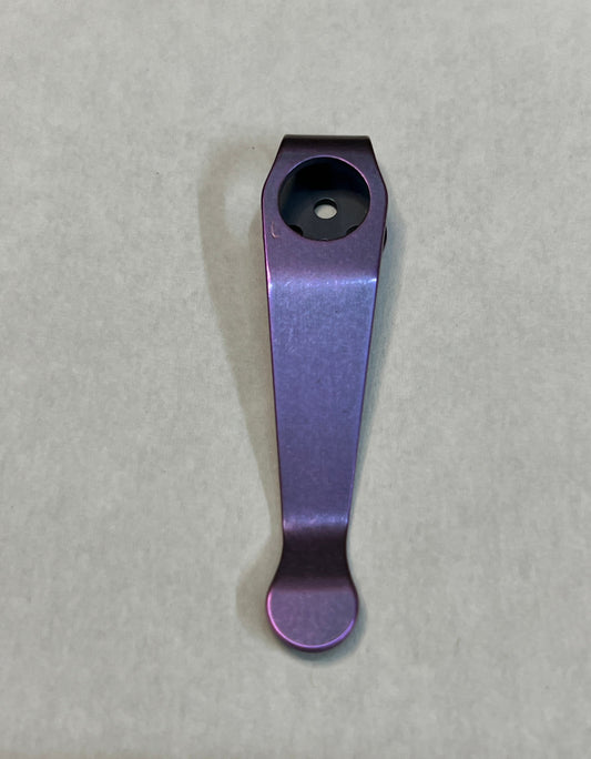 Titanium Deep Carry Pocket Clip Anodized Light Purple - Spyderco Three Hole PM2 PM3