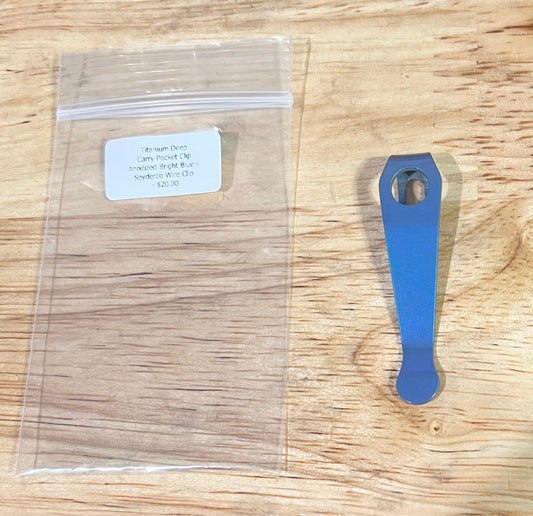 Titanium Deep Carry Pocket Clip Anodized Bright Blue - Spyderco Wire Clip Replacement